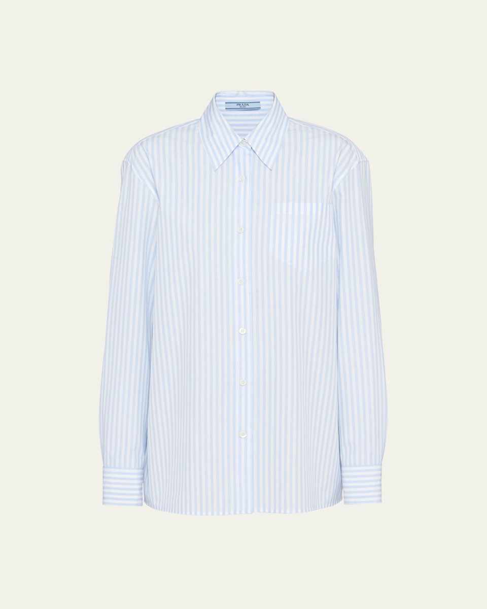 Jacquard Logo Poplin Button Up Shirt