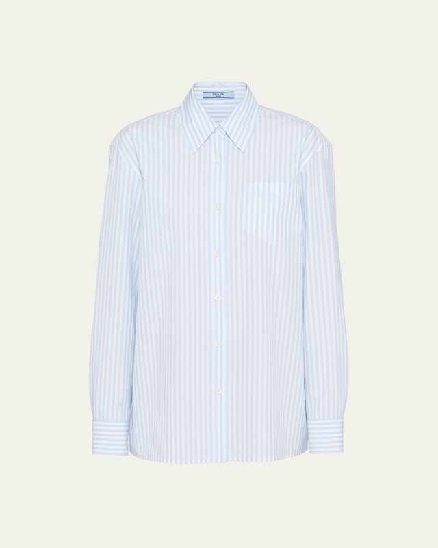 Jacquard Logo Poplin Button Up Shirt
