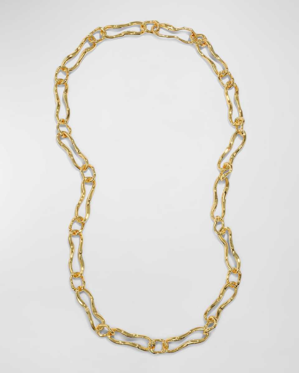Brut Gold Long Curved Link Necklace, 32"L