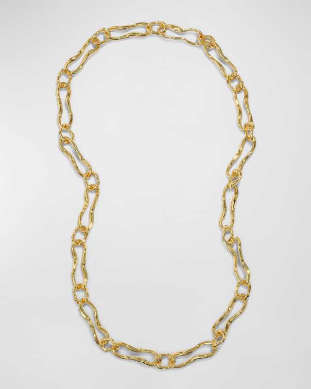 Brut Gold Long Curved Link Necklace, 32"L