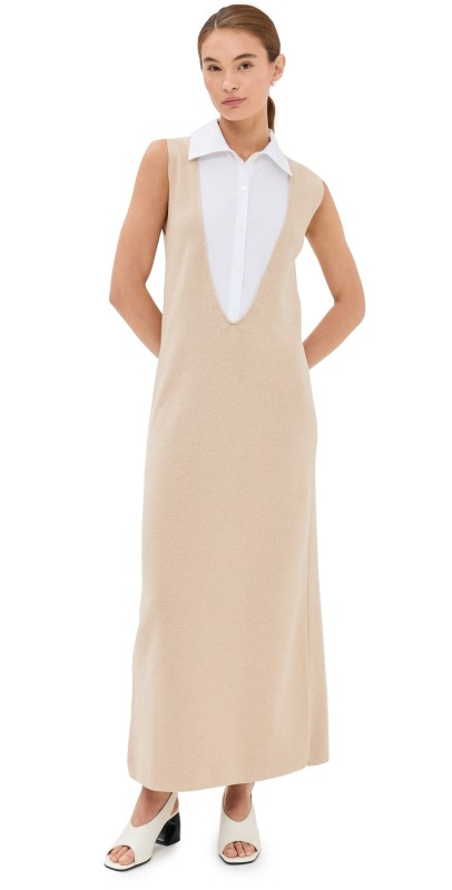 STAUD Leslie Dress Camel/White