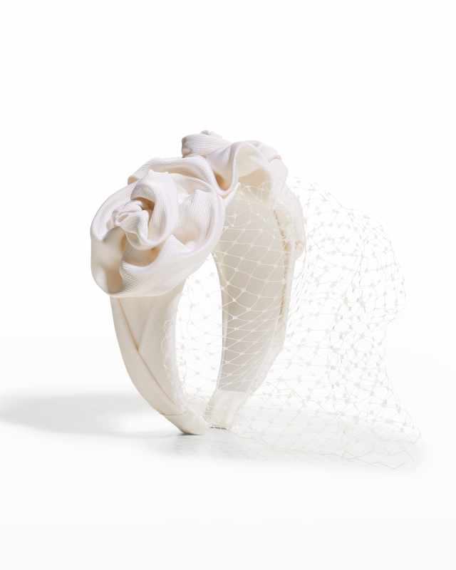 Triple Rosette Voilette Headband w/ Fishnet Veil