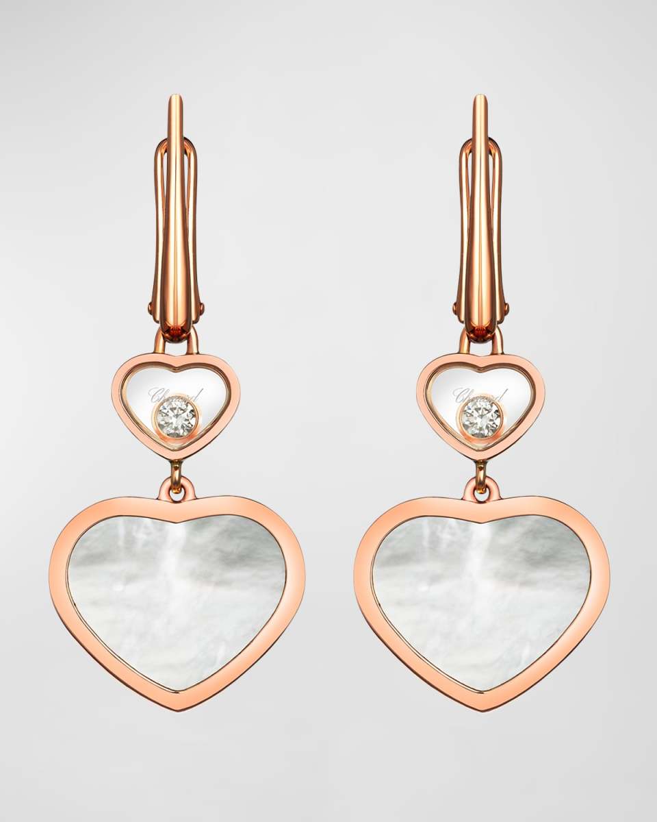 Happy Hearts 18K Rose Gold Mother-of-Pearl & Diamond Earrings