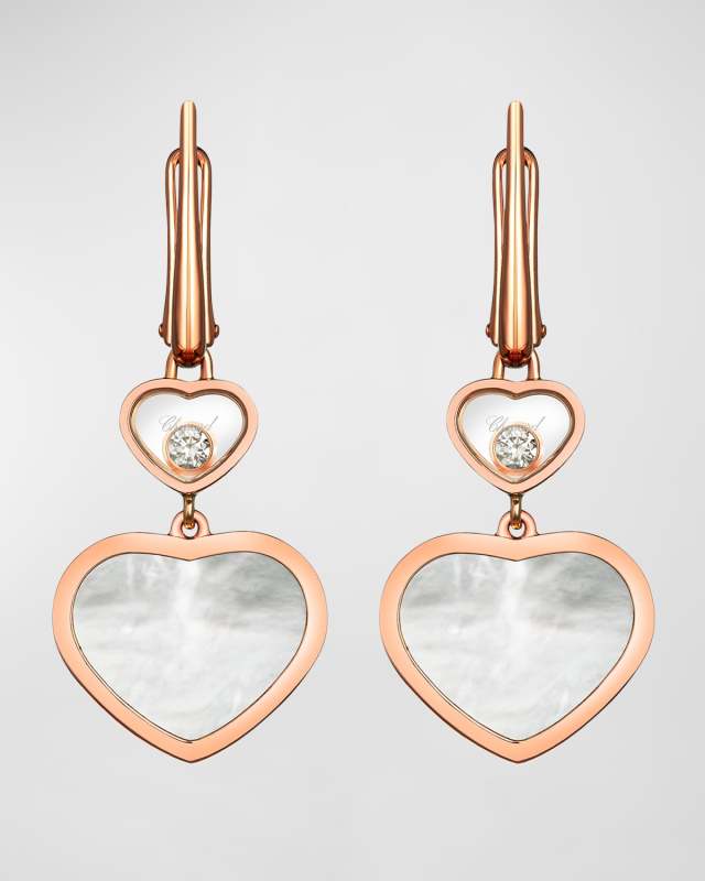 Happy Hearts 18K Rose Gold Mother-of-Pearl & Diamond Earrings