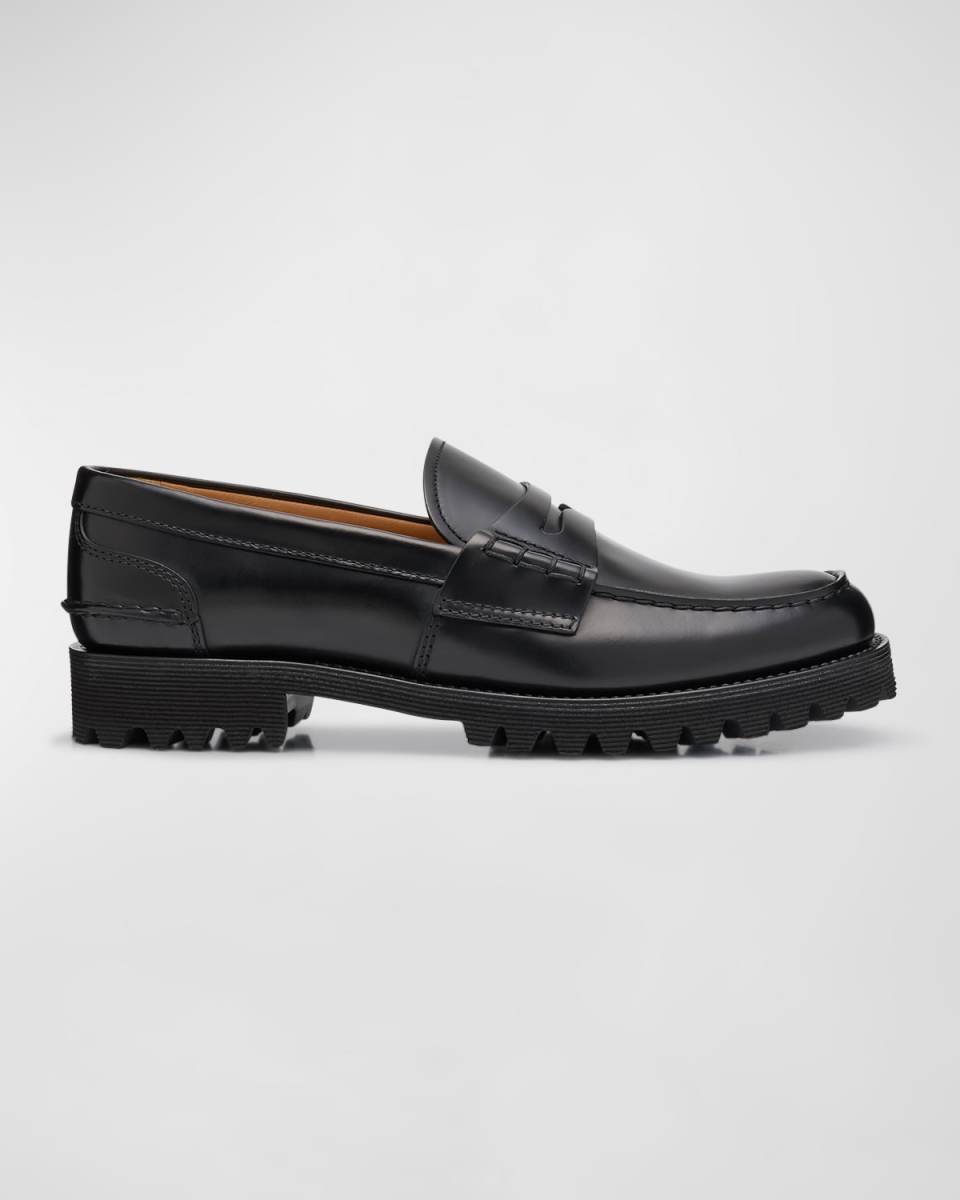 Pembrey Leather Lug-Sole Penny Loafers
