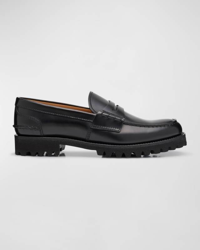 Pembrey Leather Lug-Sole Penny Loafers