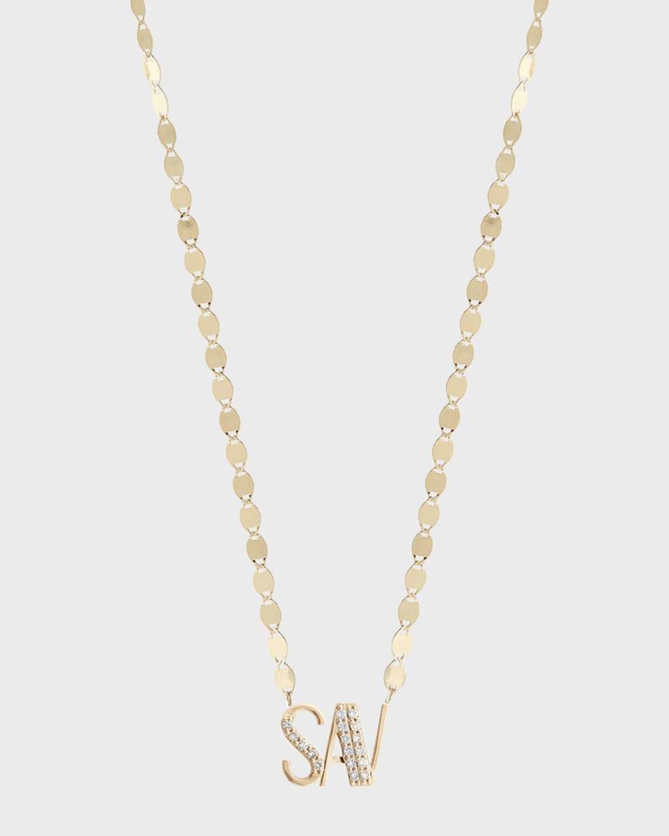 Gold Personalized Three-Letter Pendant Necklace w/ Diamonds