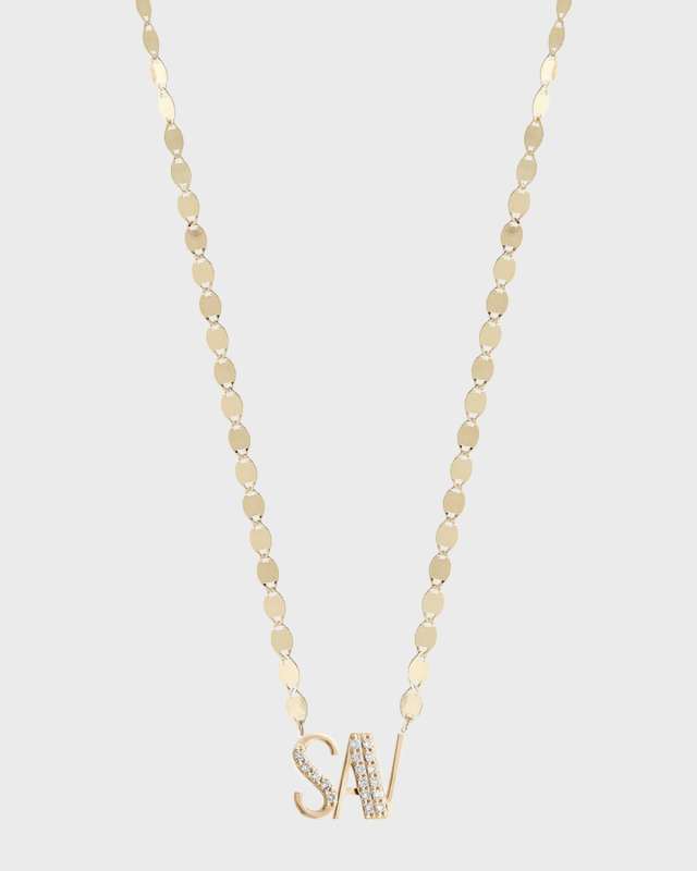Gold Personalized Three-Letter Pendant Necklace w/ Diamonds