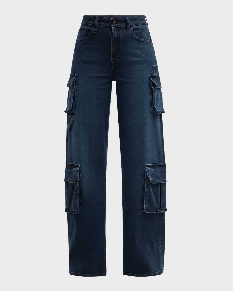 High-Rise Straight Cargo Jeans