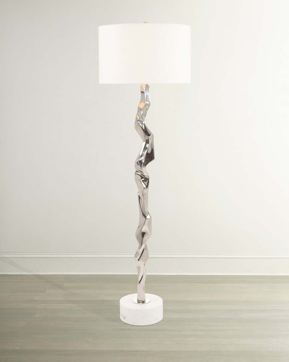 Polished Nickel Geometric Floor Lamp - 67.5"