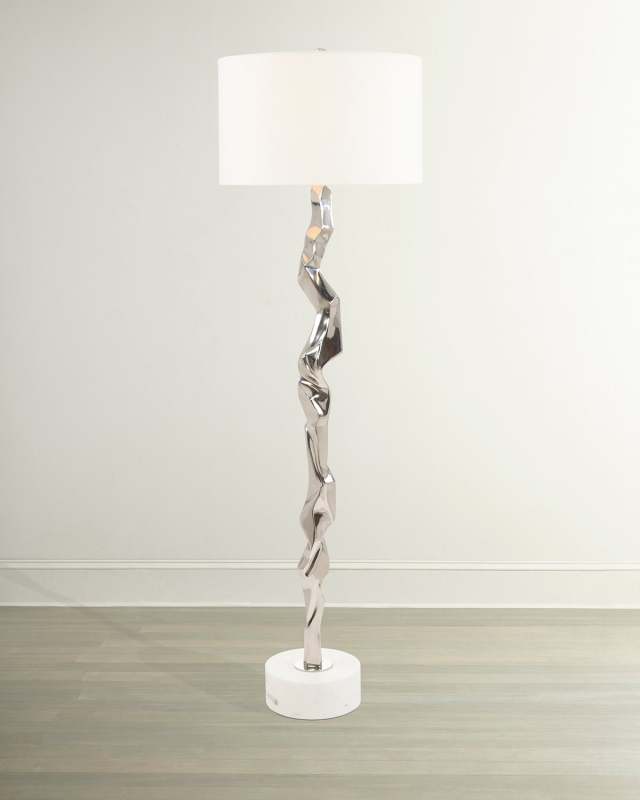 Polished Nickel Geometric Floor Lamp - 67.5"