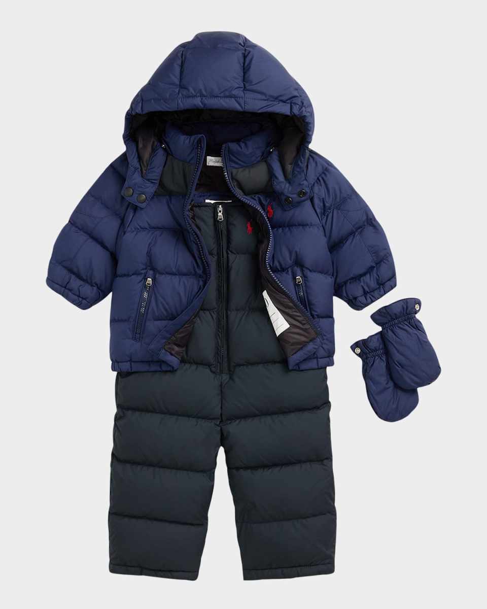 Boy's Puffer Coat & Snowsuit Set, Size 9M-24
