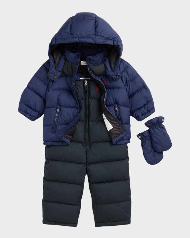 Boy's Puffer Coat & Snowsuit Set, Size 9M-24