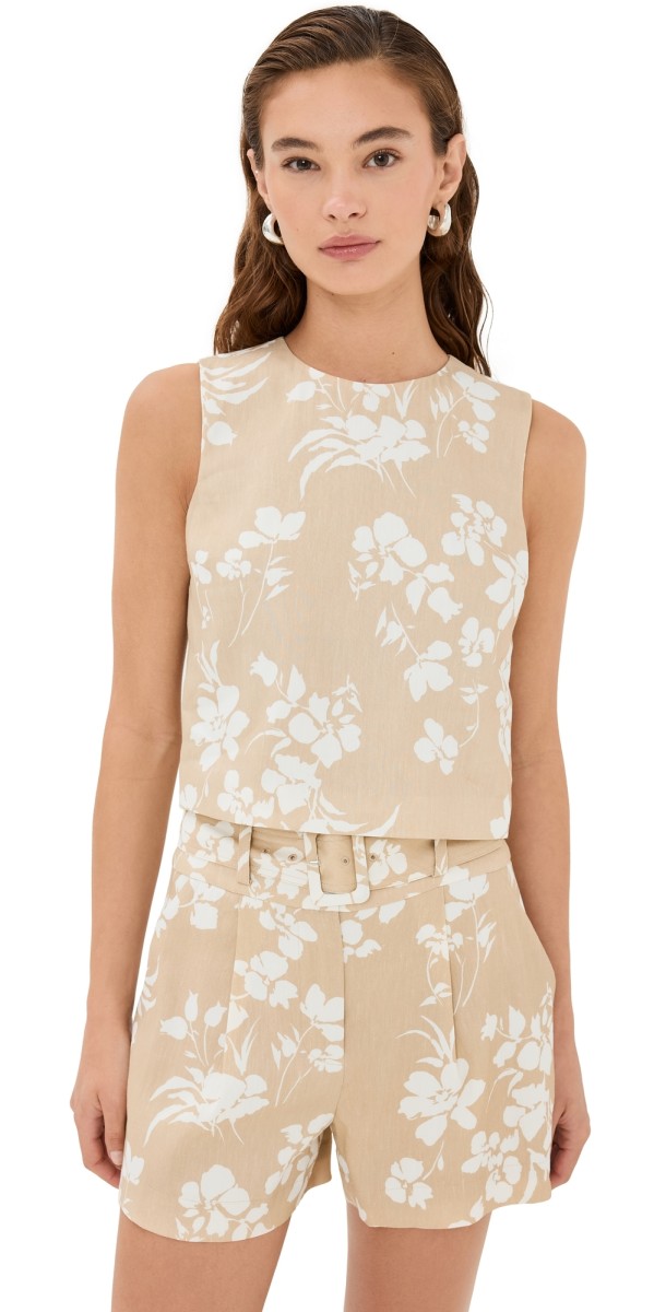 Veronica Beard Clarendon Top Stone Khaki/Off White