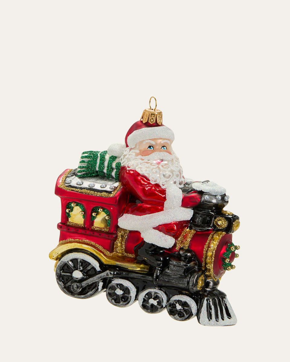 Santa on Locomotive Christmas Ornament