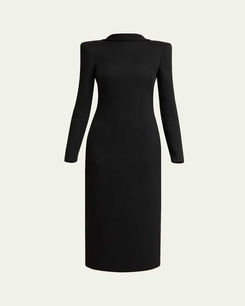 High-Neck Bow Backless Column Midi Dress