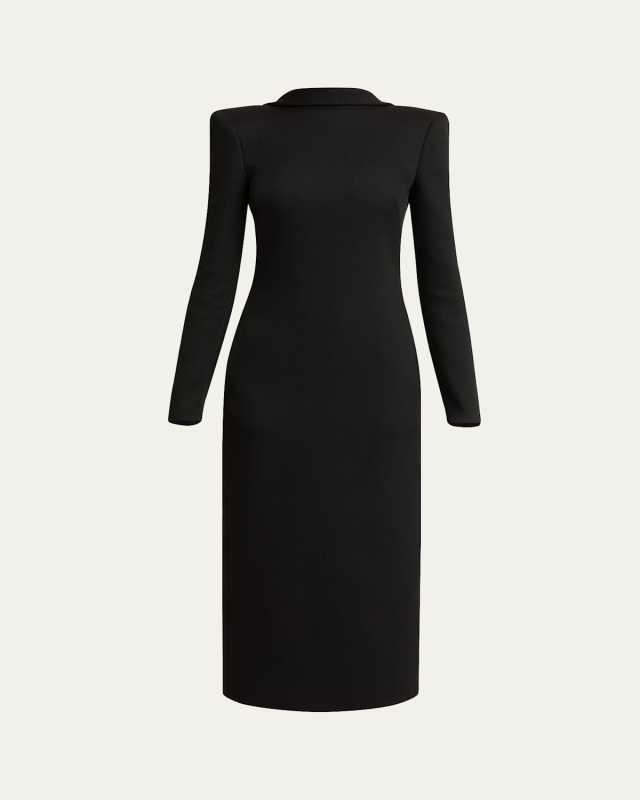 High-Neck Bow Backless Column Midi Dress