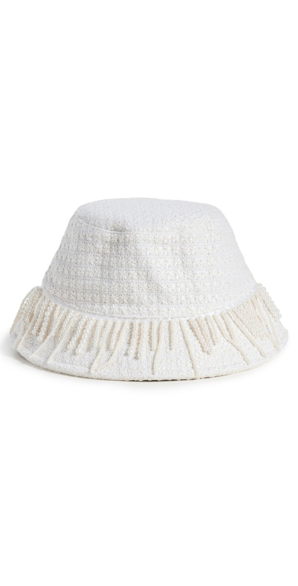 Lele Sadoughi Drippy Pearl Bucket Hat Ivory
