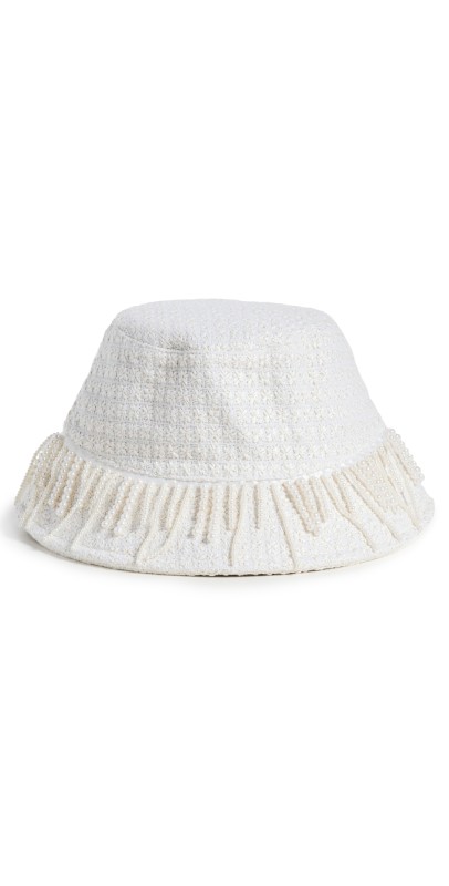 Lele Sadoughi Drippy Pearl Bucket Hat Ivory