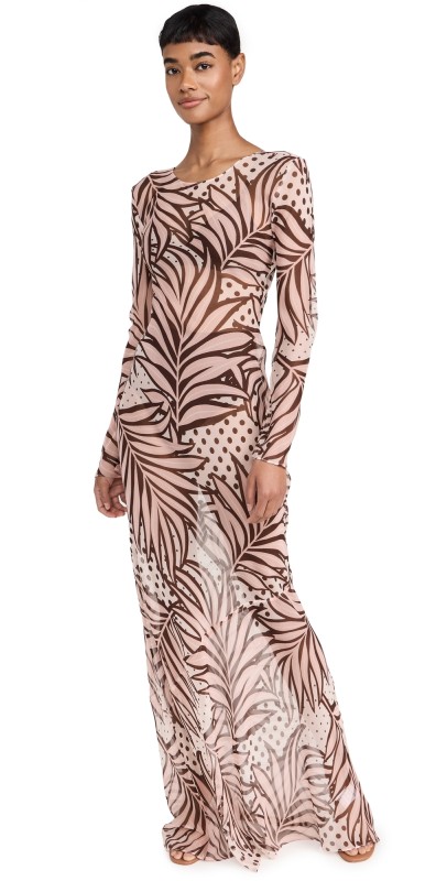 Retrofête Vienna Silk Dress Polka Dot Leaves