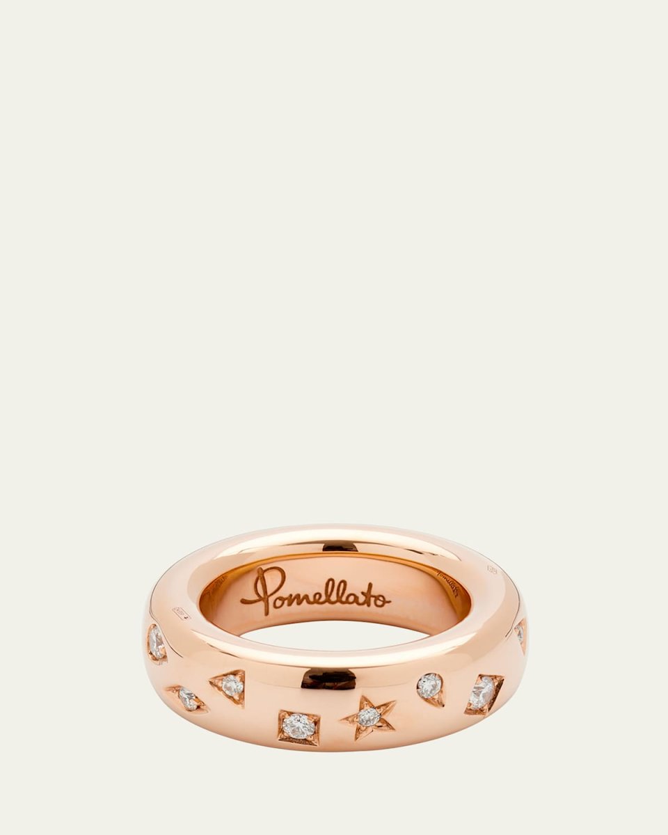 Iconica 18K Rose Gold Medium Band Ring with Diamonds