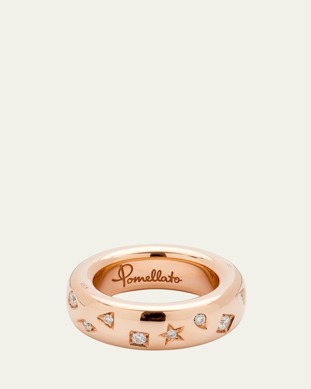 Iconica 18K Rose Gold Medium Band Ring with Diamonds