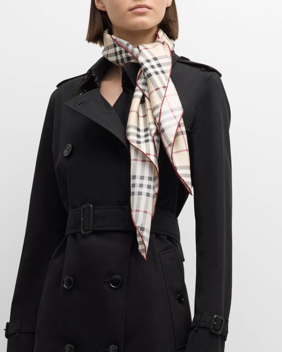 Check Silk Square Scarf