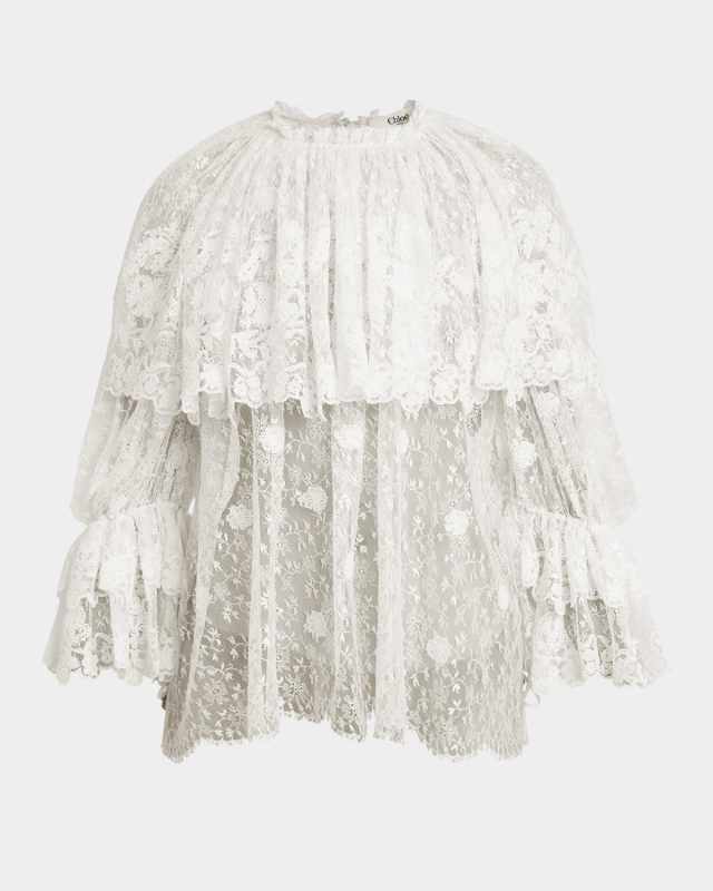 Ruffled Floral Lace Top