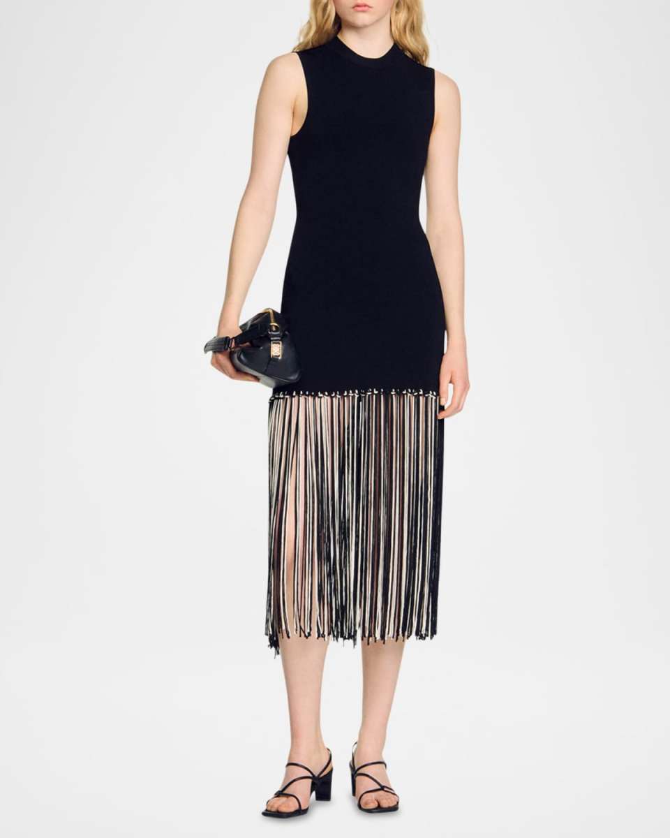 Bambie Fringe-Hem Midi Dress