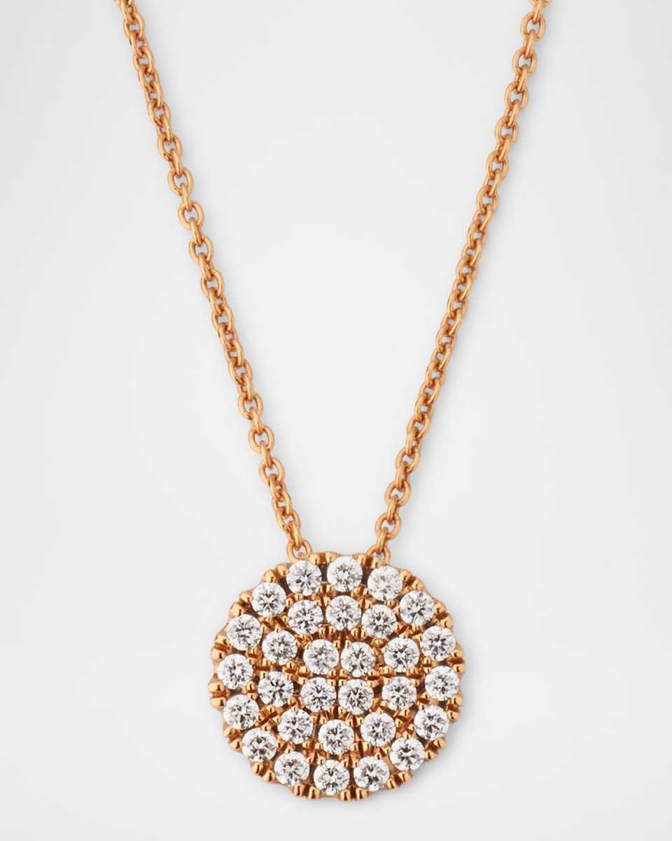 Sparkle 18K Rose Gold Petite Diamond Disc Pendant Necklace