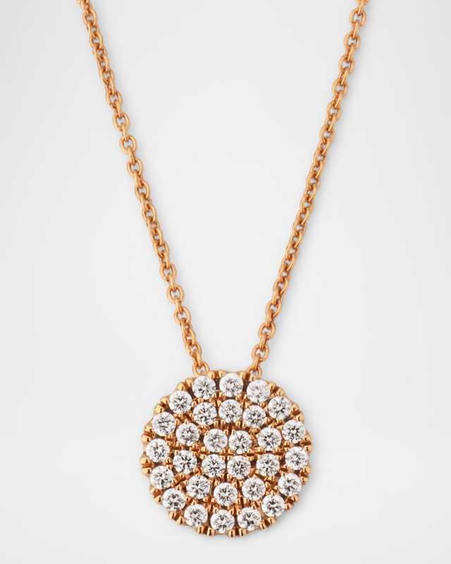 Sparkle 18K Rose Gold Petite Diamond Disc Pendant Necklace