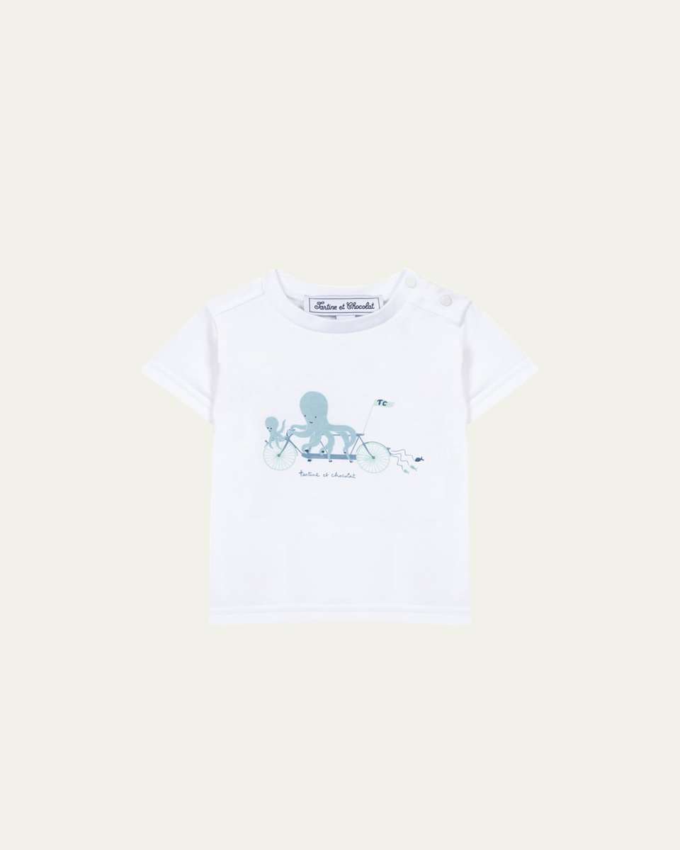 Girl's Octopus Graphic Logo-Print T-Shirt, Size 3M-12M