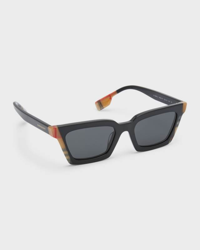 BE4392U52 Check Acetate & Plastic Square Sunglasses