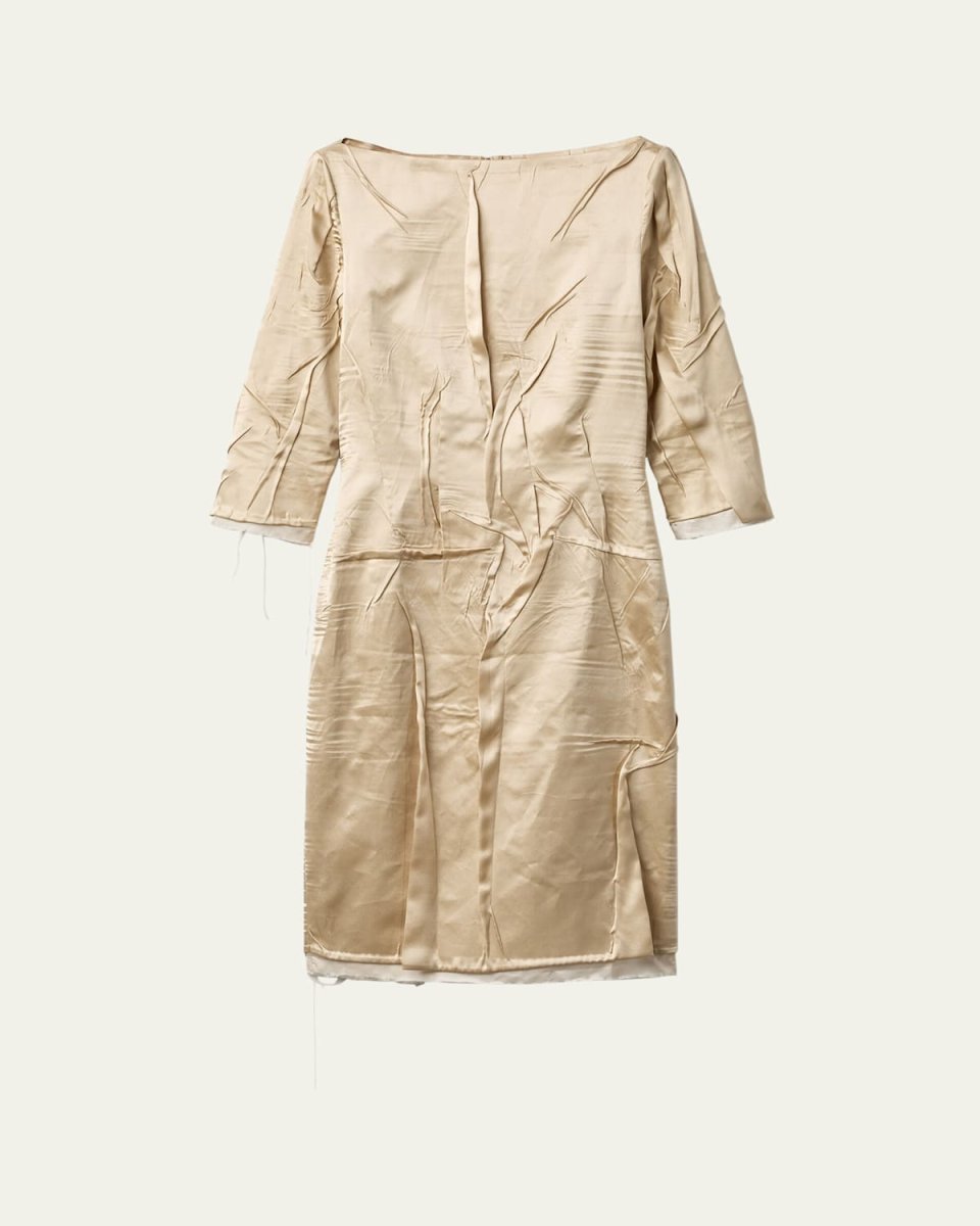 Wrinkled Crepe Satin Dress