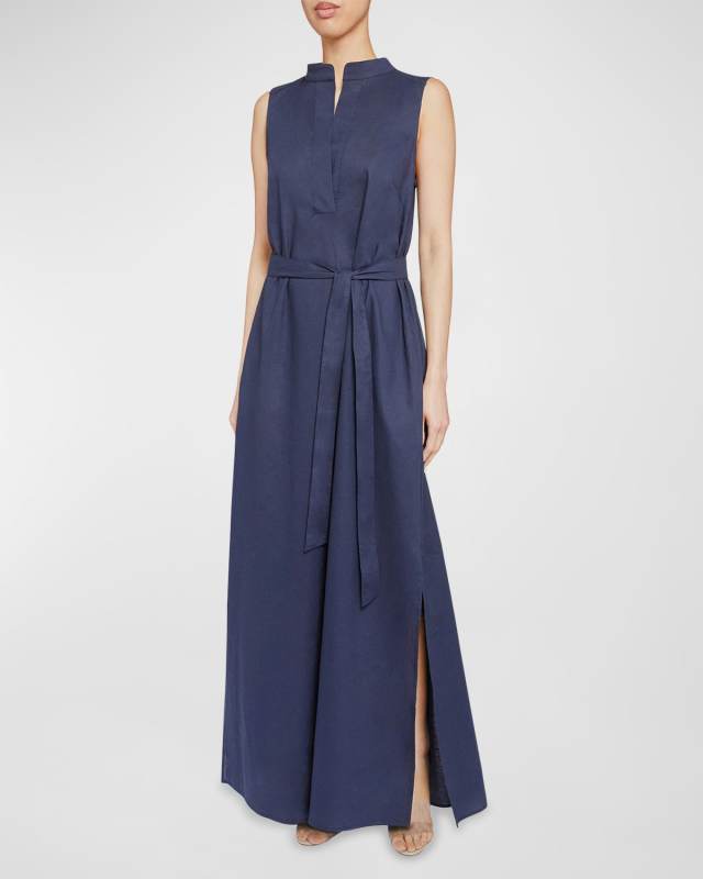 Lucy Sleeveless Side-Slit Maxi Shirtdress