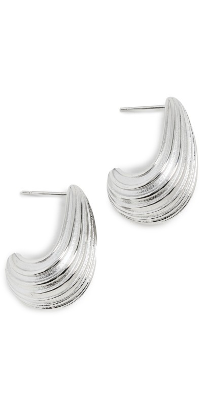 Kenneth Jay Lane Thick Ridge Hoops Silver
