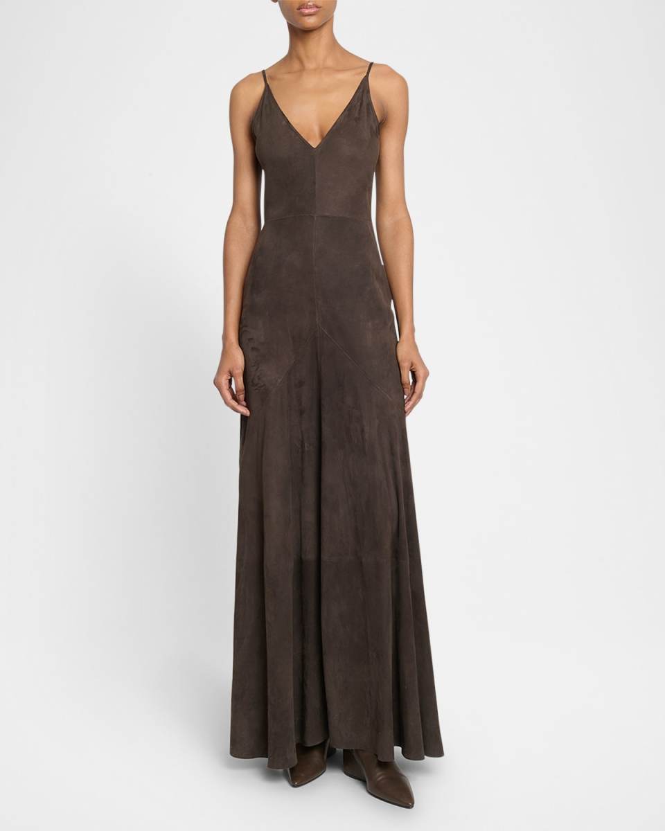 Brigita Suede Sleeveless Maxi Dress