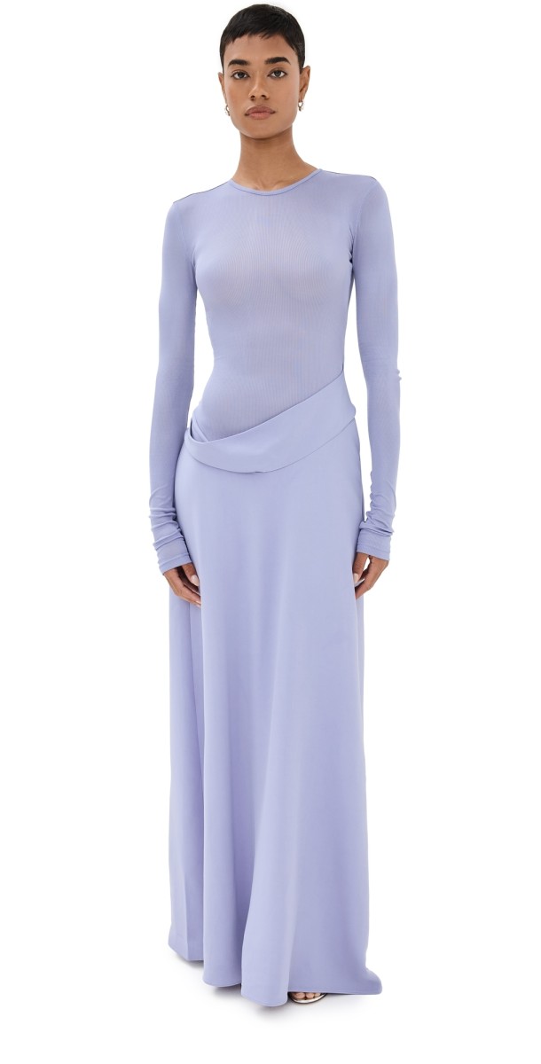 Christopher Esber Ribbed Cowl Hip Dress Lavender