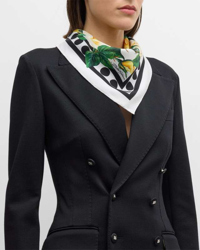 Rose Print Silk Twill Square Scarf