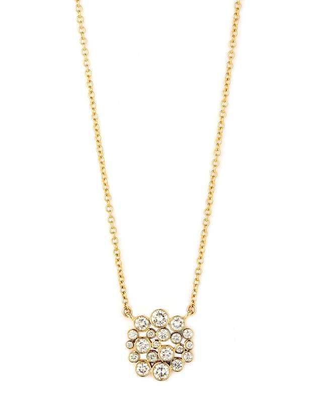 18k Yellow Gold Diamond Cluster Necklace