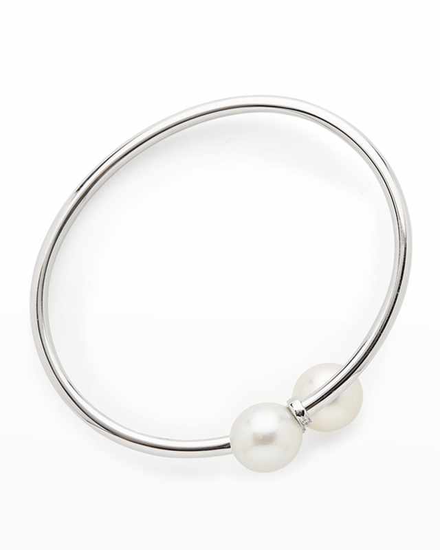 18K White Gold 10.5mm South Sea Pearl and Diamond Bypass Bracelet