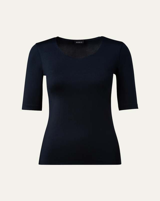 Scoop-Neck Silk Jersey T-Shirt