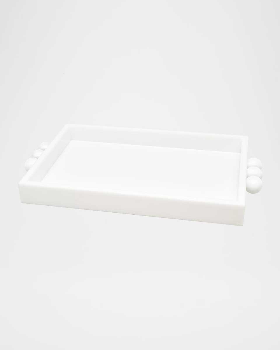 White Lucite Tray with Bubble Handles