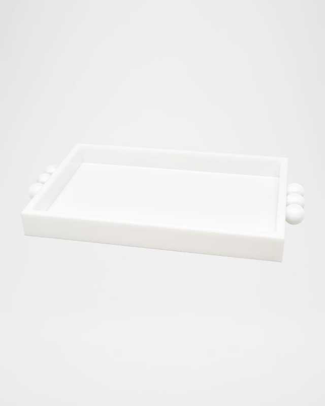 White Lucite Tray with Bubble Handles