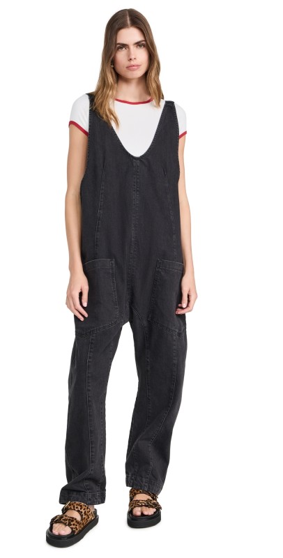 Free People High Roller Jumpsuit Mineral Black