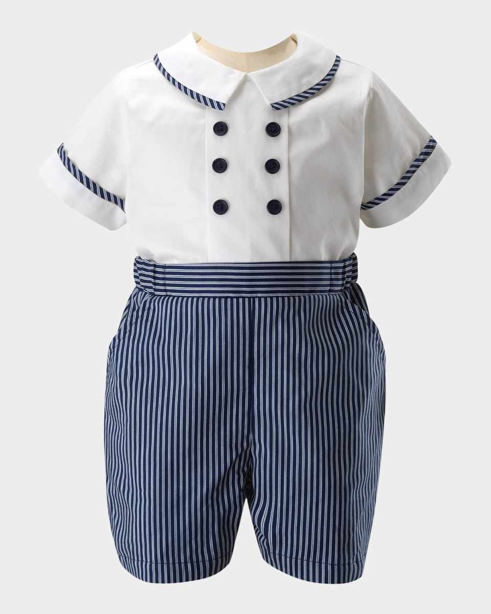 Boy's Collared Striped Playsuit, Size 3M-