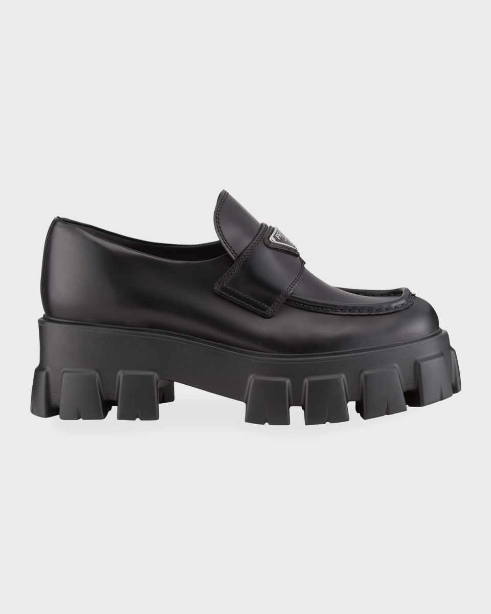 Monolith Leather Logo Platform Loafers