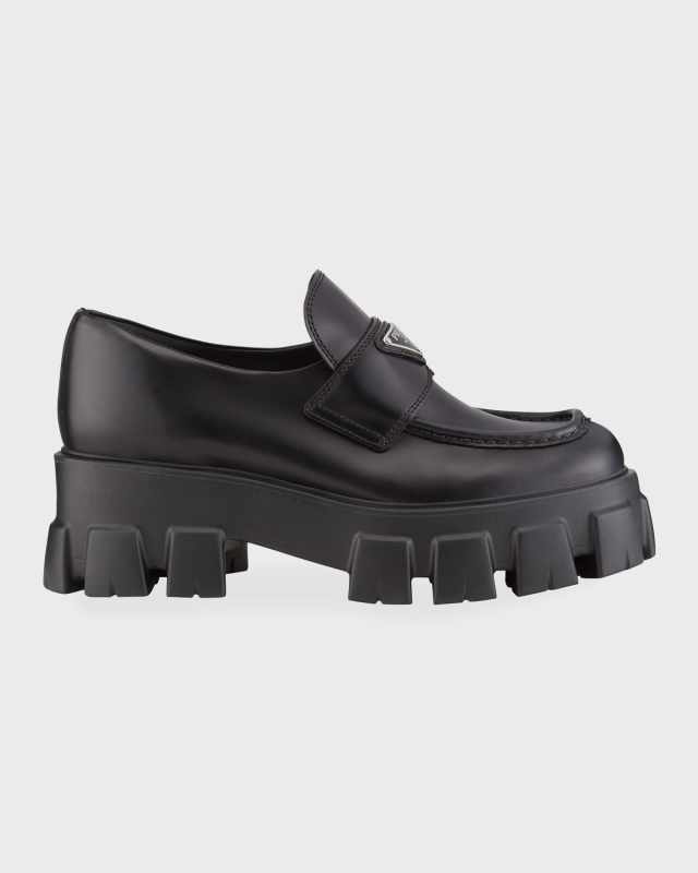 Monolith Leather Logo Platform Loafers