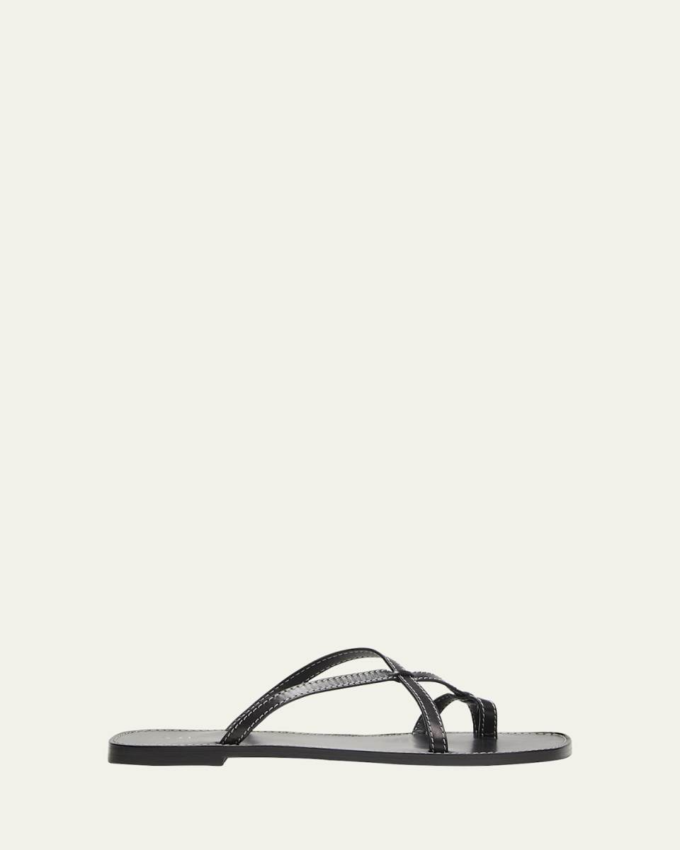 Link Leather Toe-Loop Slide Sandals