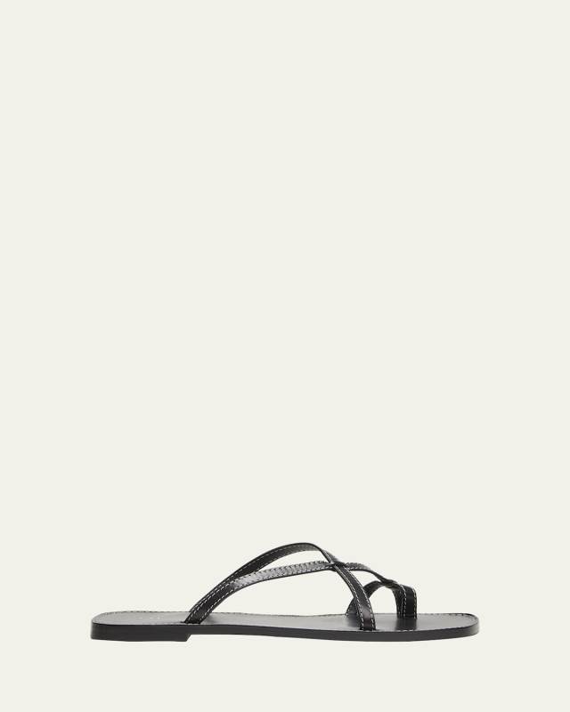 Link Leather Toe-Loop Slide Sandals